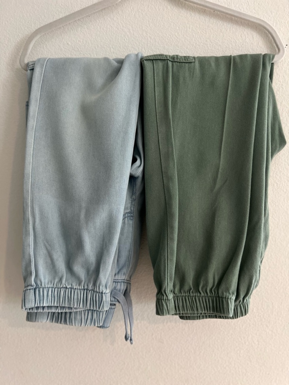 Light Blue and Olive Green Jogger Pants Duo
